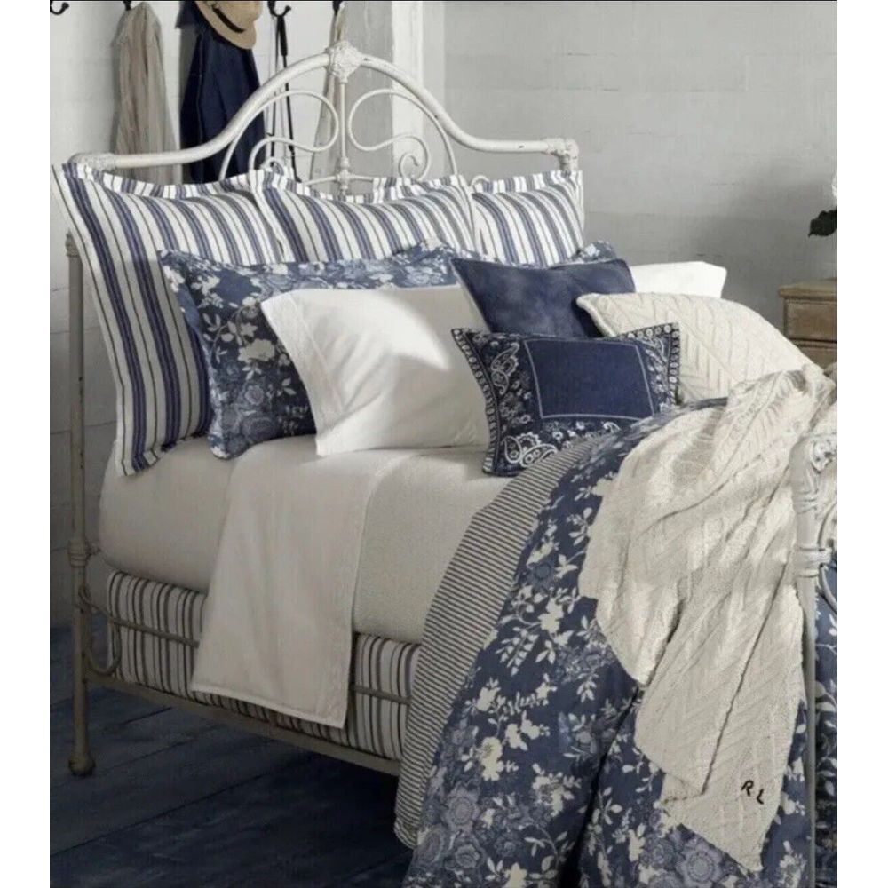 RALPH LAUREN‎ INDIGO COTTAGE BLUE FLORAL (1) FULL/QUEEN COMFORTER 94X96